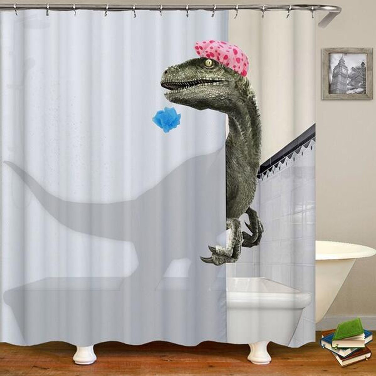 FunnyBathroom™ Dino Shower Curtain & Bathroom Carpet Toilet Cover Set