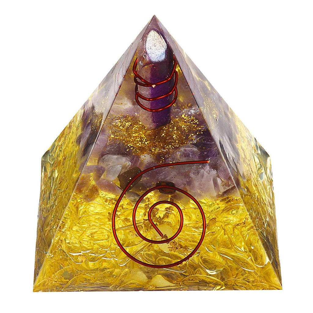 Purple Yellow Orgonic Pyramid Energy Generator Yoga Reiki Meditation Gemstone Healing Crystal Decorations - Shopcytee
