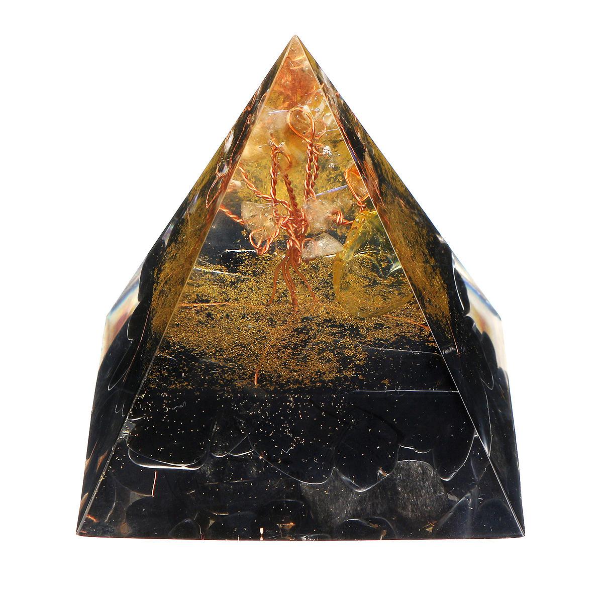 Black Gold Orgonic Pyramid Energy Generator Yoga Reiki Meditation Gemstone Healing Crystal Decorations