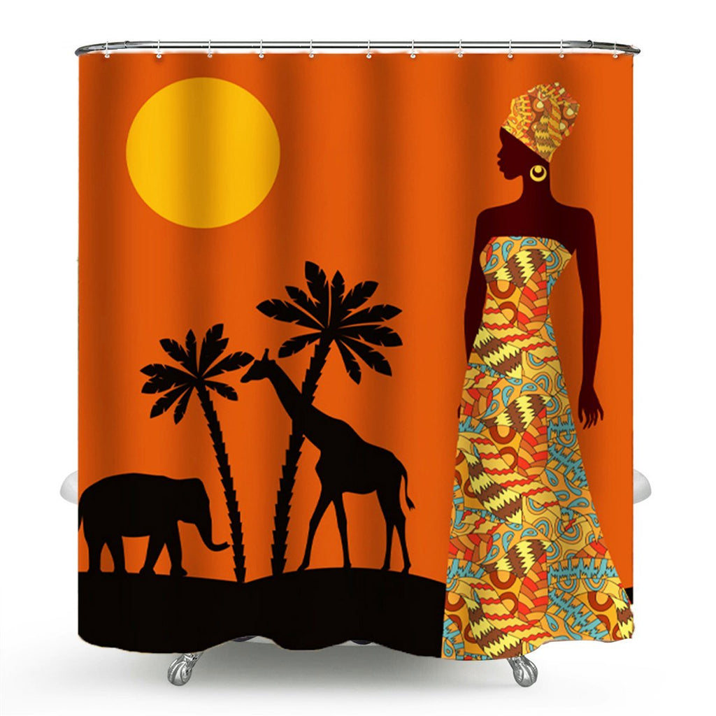 FunnyBathroom™ Africa Waterproof Bathroom Shower Curtain Toilet Cover Mat Non-slip Rug Set - Shopcytee