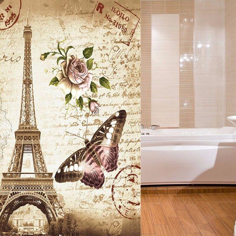 FunnyBathroom™ Paris Bathroom Shower Curtains Eiffel Tower Waterproof Fabric & Hooks Set - Shopcytee