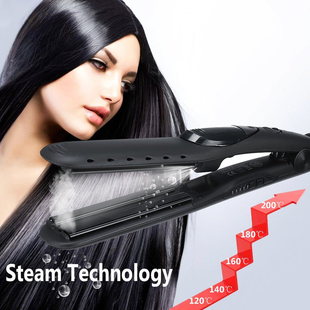 HairSteam™ Steam Hair Straightener Brush Comb Electric Tourmaline Ceramics Iron 120-200℃ 51W - Shopcytee