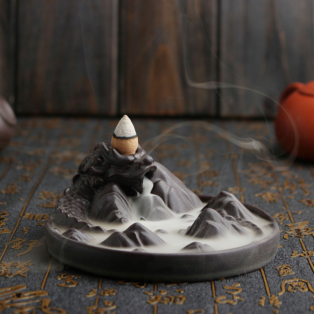 IncenseWaterfall™ Porcelain Dragon Incense Cone Burner Fountain - Shopcytee