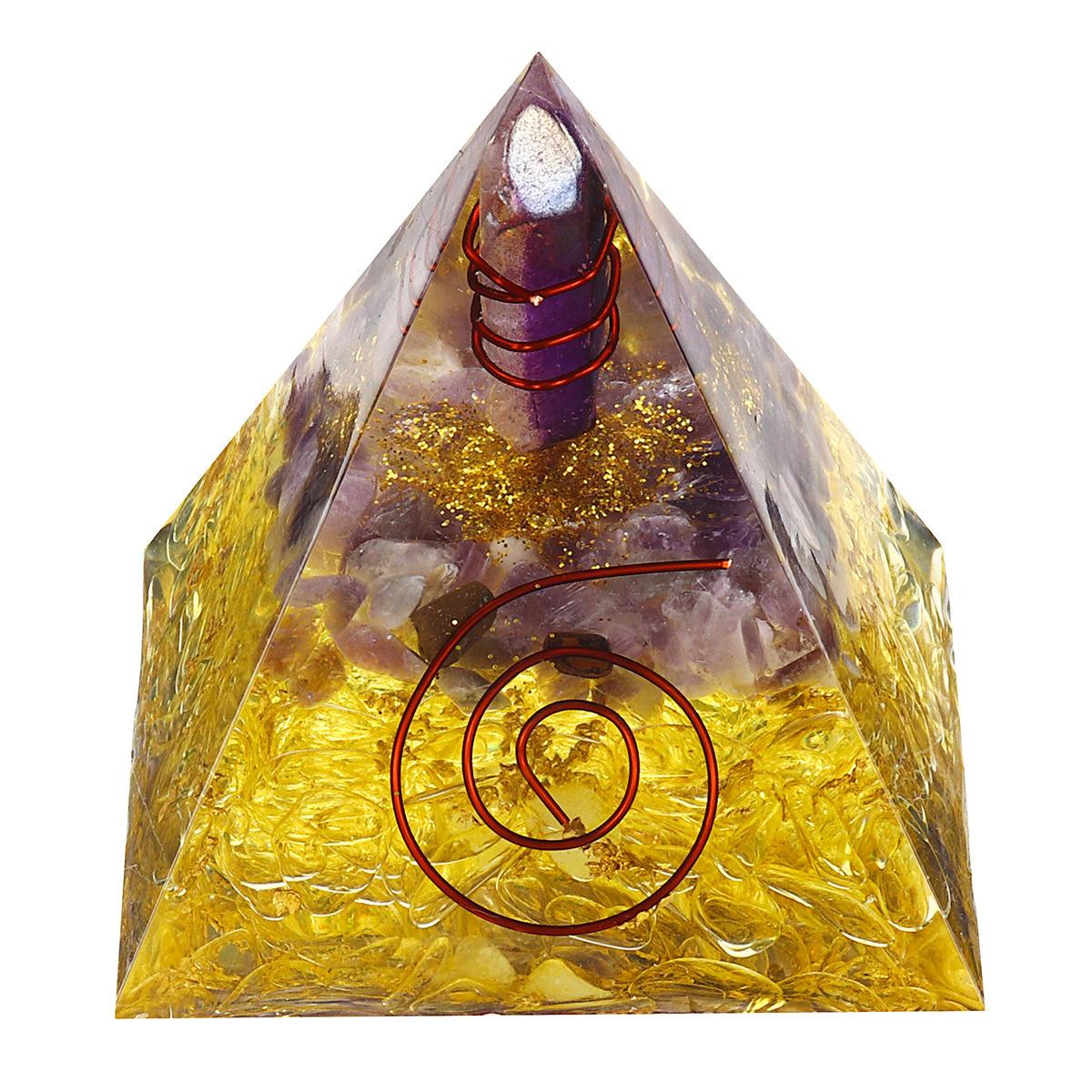 Purple Yellow Orgonic Pyramid Energy Generator Yoga Reiki Meditation Gemstone Healing Crystal Decorations
