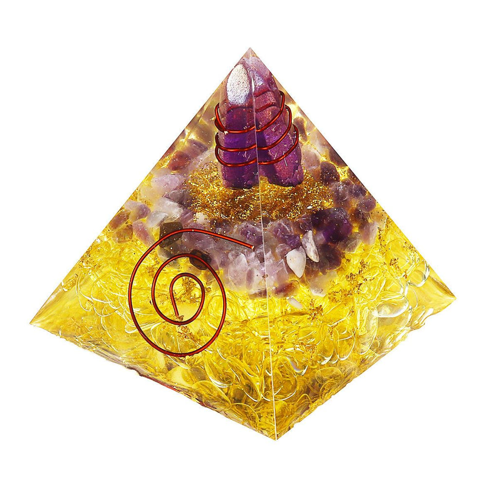 Purple Yellow Orgonic Pyramid Energy Generator Yoga Reiki Meditation Gemstone Healing Crystal Decorations - Shopcytee
