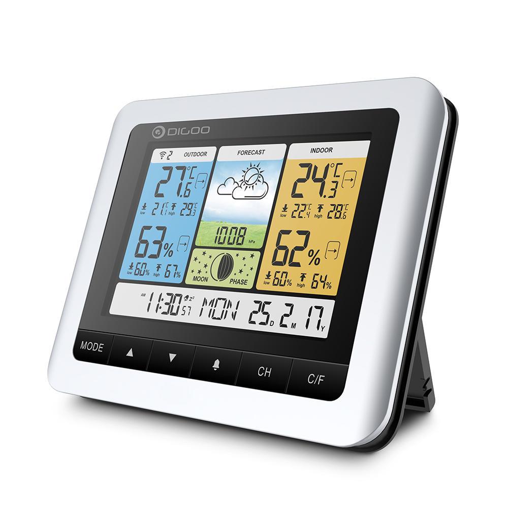 WeatherControl™ Home Forecast Thermometer Barometer Indoor OutdoorColor Wireless Sensor Clock
